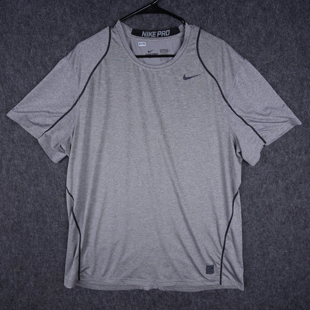 Nike Pro Dri-FIT Training Shirt Men XXL Gray Excellent Fitted Mesh Back
